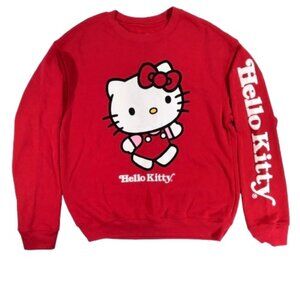Sanrio HELLO KITTY Red Logo Sleeve Oversized Sweatshirt Sz S Y2K Scene